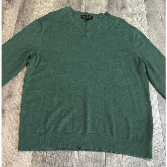 Banana Republic Sweater Mens Large Green Premium Luxe Yarn Silk Cashmere Holiday - Picture 4 of 9